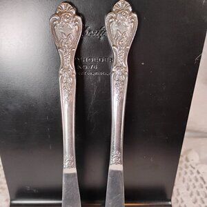 Set of 2 Normandy Stainless steel dinner knives Made in Japan ornate handles